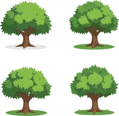 Fototapeta premium Isolated on Vector bush in different forms. Tree crown. Ornamental plant shrub for decorate of a park, a garden or a green fence vector art on white background