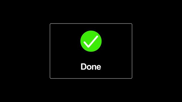 Confirmation dialog with green checkmark icon and 'Done' button