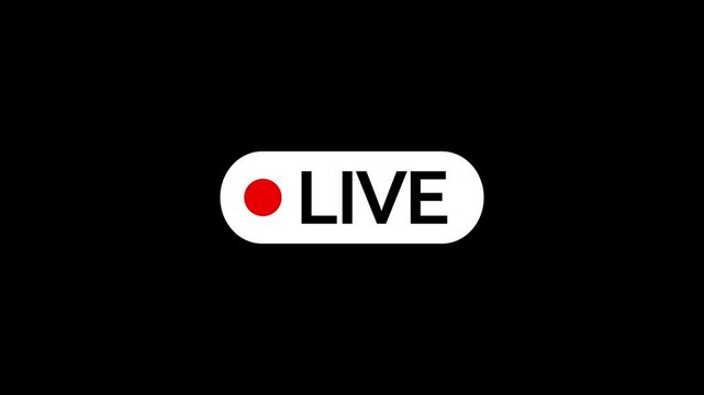 A red live indicator bubble in lowercase text on a black background