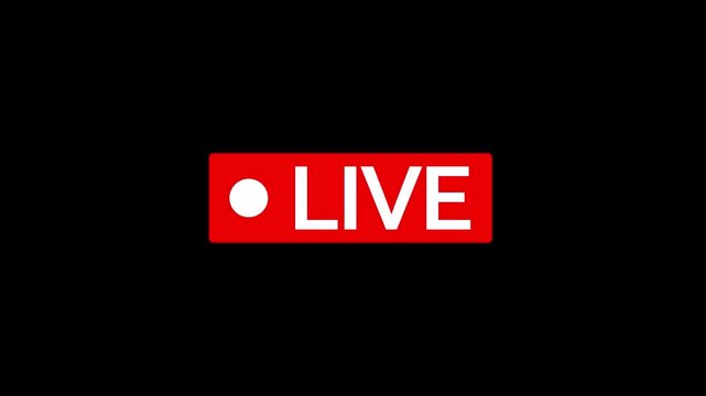 Bright red live indicator on a black background broadcasting in real-time