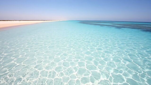 djerba. The coastline of an island with turquoise water washing over a white sandy beach. travel magazines, destination branding, designed for travel destination branding.