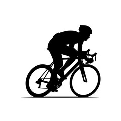 Fototapeta premium Professional cyclist silhouette riding road bike isolated on white background