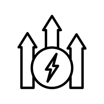 Energy increase vector illustrations set. Energy increase icon