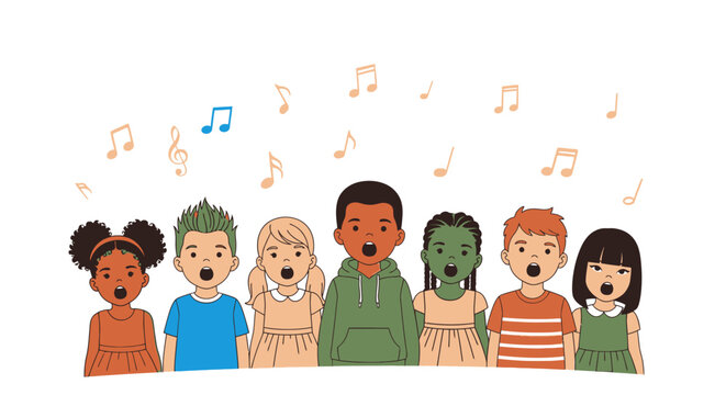 Diverse group of people singing together.