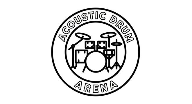 Drum set logo with cymbals.