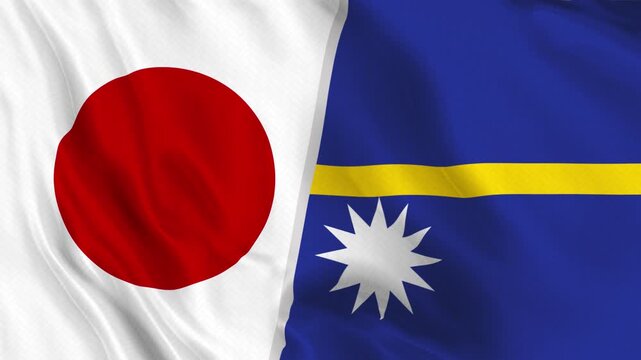 Japan and Nauru Flag Waving Animation Seamless Loop