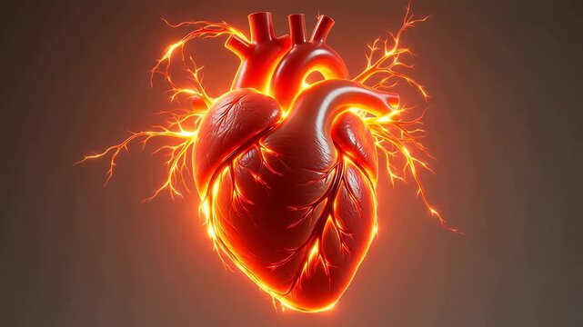 Human heart with glowing veins for Healthcare Innovation and Telemedicine