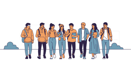 Obraz premium Diverse group of young adults walking 1.