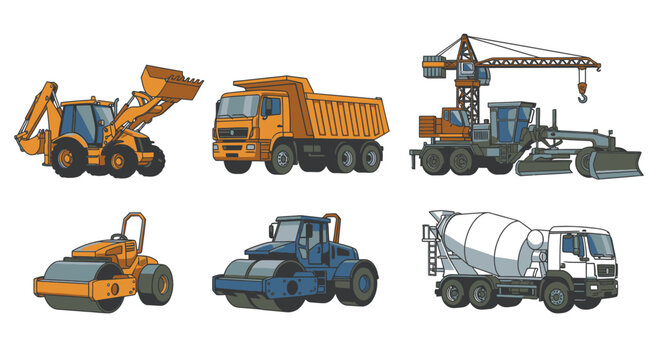 Heavy duty construction vehicles and equipment.