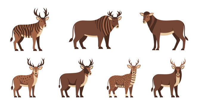 Variety of large brown wild animals.