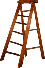 Rustic Wooden A Frame Ladder Isolated on Black Background © nabilahcholila