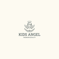 Fototapeta premium Kids angel logo design template vector illustration
