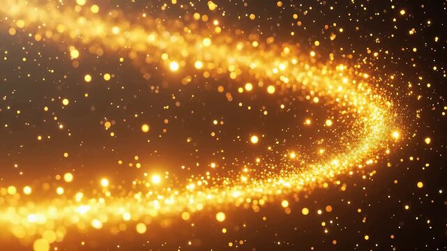 Golden sparkles swirling in dark space representing Generative AI and Creative Energy
