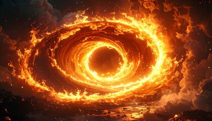 Fototapeta premium Vortex of fire and flames swirling.