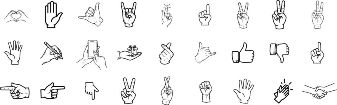 Collection of diverse firearm silhouettes a black and white illustration