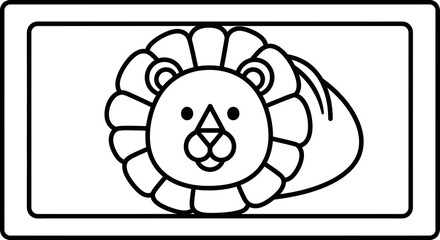 Fototapeta premium Cute Lion Face Outline, Simple Cartoon Style, Coloring Page for Kids
