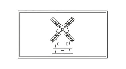 Fototapeta premium Classic Windmill Silhouette Icon on White Background
