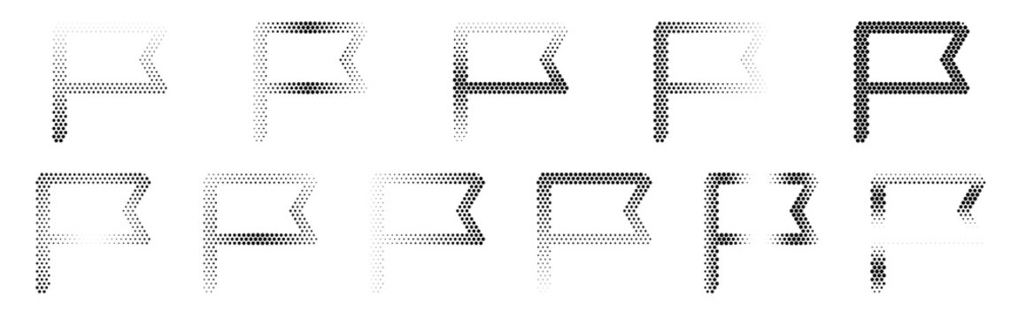 Flag Halftone Icon Collection &ndash; Flag Dotted Circles Halftones Geometric Dots Gradient &ndash; Dot Spray Gradient Vector Set &ndash; Flag Illustration Halftone Gradient