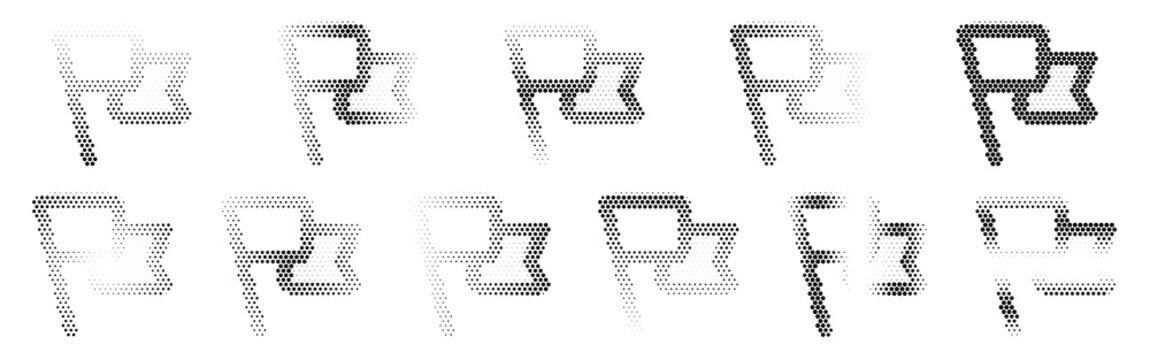 Flag Halftone Icon Collection &ndash; Flag Dotted Circles Halftones Geometric Dots Gradient &ndash; Dot Spray Gradient Vector Set &ndash; Flag Illustration Halftone Gradient