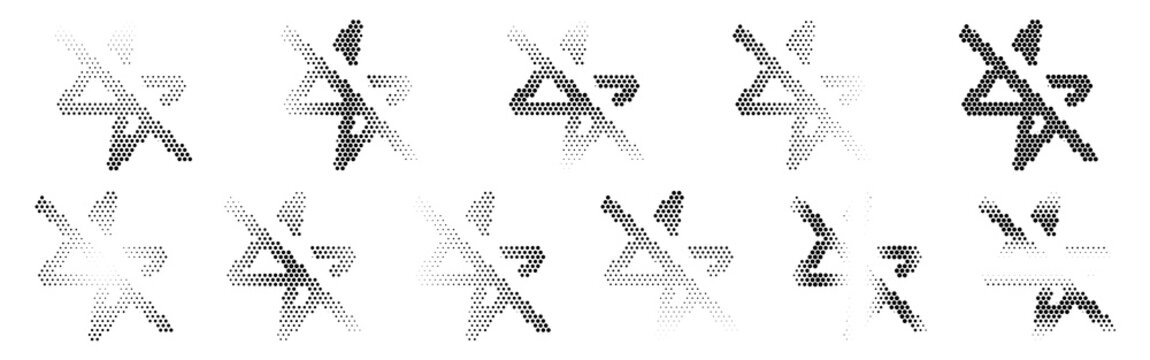 Flash Off Halftone Icon Collection &ndash; Flash Off Dotted Circles Halftones Geometric Dots Gradient &ndash; Dot Spray Gradient Vector Set &ndash; Flash Off Illustration Halftone Gradient