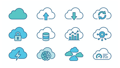 Fototapeta premium Cloud computing and data storage icons.
