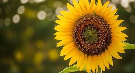 Obraz premium Close up of a vibrant sunflower blooming in natural sunlight with bokeh