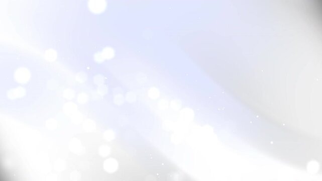 Clean white and silver background with soft bokeh particles and elegant fluid waves. Professional minimalist motion for medical, technology, and corporate business video overlays.