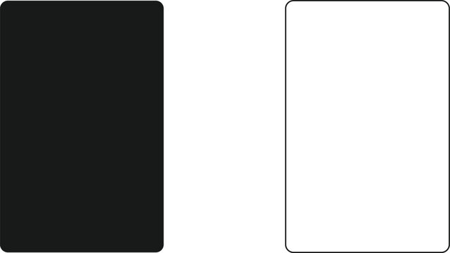Black Vertical Rounded Rectangle Solid and Outline Vector Shape Set Isolated on White Background