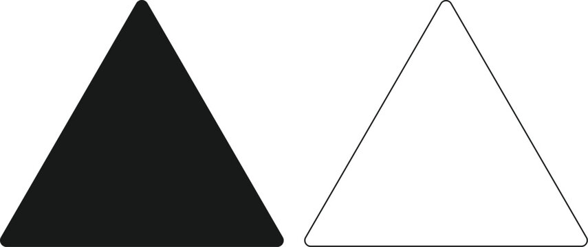 Black Solid and Outline Equilateral Triangle Vector Set with Rounded Corners