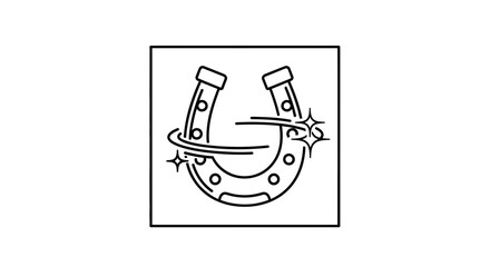 Obraz premium Lucky Horseshoe Icon with Sparkles and Swirls - Good Luck Symbol