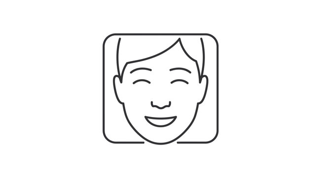 Happy Face Icon, Simple Line Art, User Profile Avatar, Positive Emotion