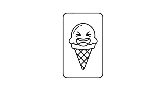 Happy Ice Cream Cone Emoji Cartoon Character Laughing