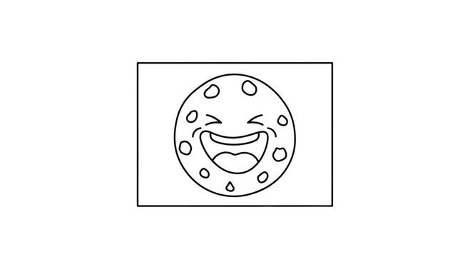 Happy Moon Face Cartoon Character, Funny Celestial Body with Big Smile
