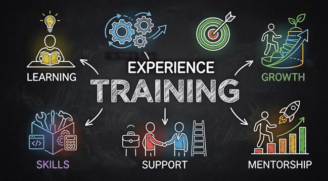 Training and Development Concept with Learning Skills Growth and Mentorship Infographic