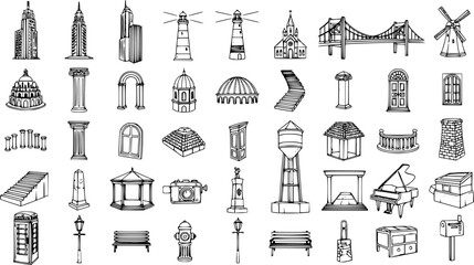 Landmark Sketch Collection: Architecture, Infrastructure  City Elements © emerland