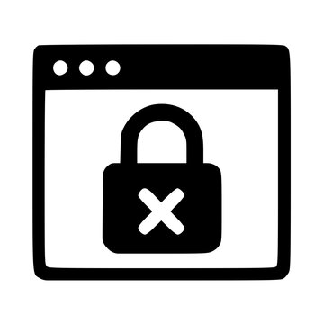Locked Browser / SSL : A web browser window with a prominent central padlock, signifying website security, SSL certification, or a locked-down session.