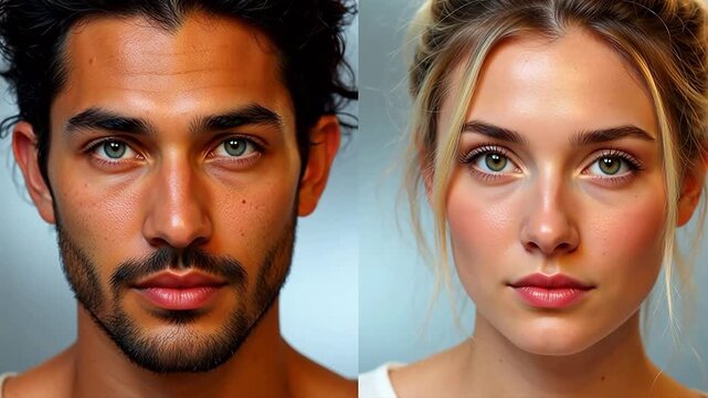 Closeup portraits of a man and a woman for Digital Transformation and Cyber Infrastructure