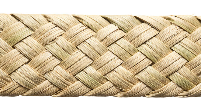 Woven Straw Braid Texture, Natural Fiber Craft Isolated on White