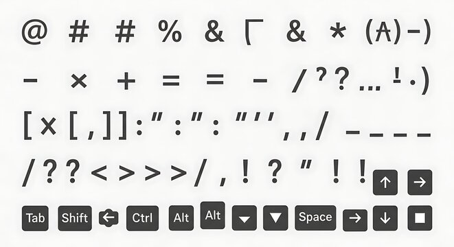 Keyboard Symbols and Characters - A Comprehensive Collection of Typography.