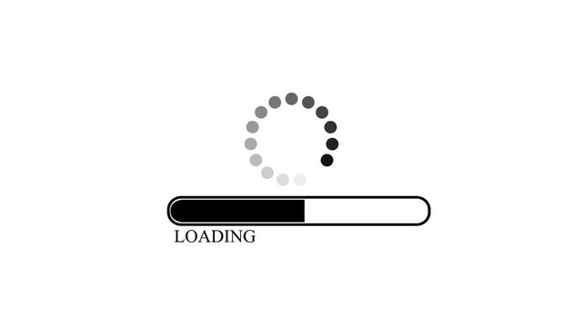Simple Loading bar screen progress animation. black progress loading bar on white background, Abstract Circle loading pending bar icon animation, with alpha channel.