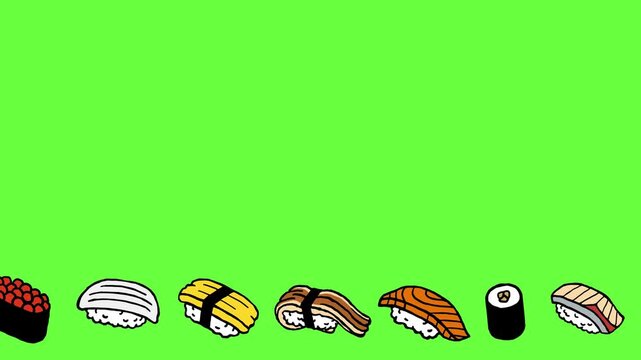 回転寿司のように横に流れる寿司 Japanese conveyor belt Sushi Kaiten Sushi