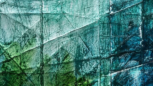 Abstract pattern with brushstrokes, silver and green metallic grid pattern background, silver and green shading​​​​​​​​​​​​​​​​