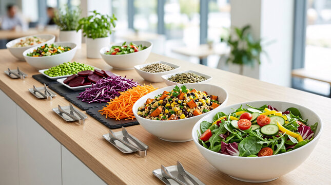 Buffet repas sain avec salade color&eacute;e &eacute;quilibr&eacute;e
