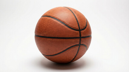 Obraz premium A realistic orange basketball with detailed texture isolated on a white background. Clean lighting and subtle shadow make it ideal for sports branding, fitness content, and professional design use.