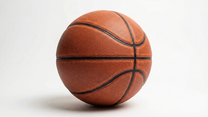 Obraz premium A realistic orange basketball with detailed texture isolated on a white background. Clean lighting and subtle shadow make it ideal for sports branding, fitness content, and professional design use.