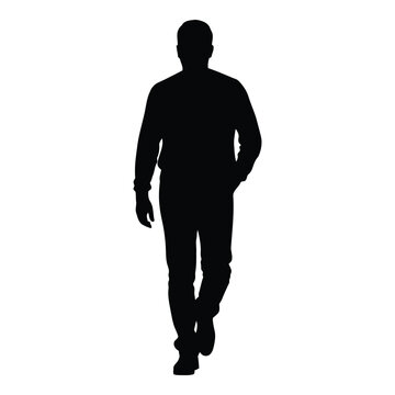 Silhouette of person walking away in casual clothing against clear background vector on white background