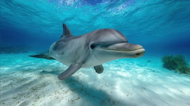 Intelligent Dolphin Communicating with Clicks and Whistles in Shallow Ocean Waters