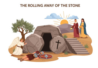 Fototapeta premium The Resurrection of Jesus Christ The Rolling Away of the Stone