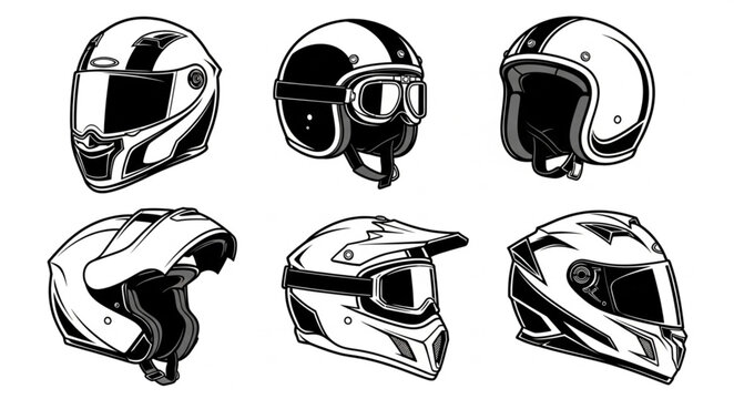 Variety of Motorcycle Helmets - A Collection of Protective Headgear.
