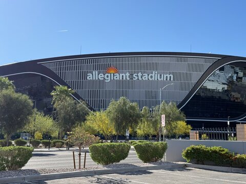 Las Vegas, NV - USA, April 5, 2026 - Exterior of Allegiant Stadium, home of the Las Vegas Raiders